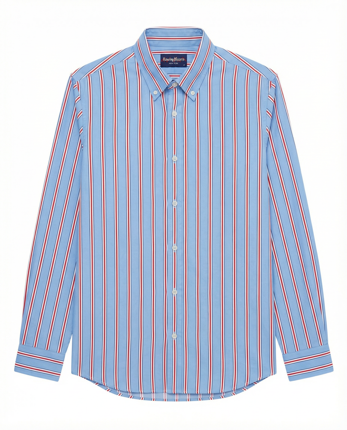 Men's Cotton Running Stripe Shirt Blue
