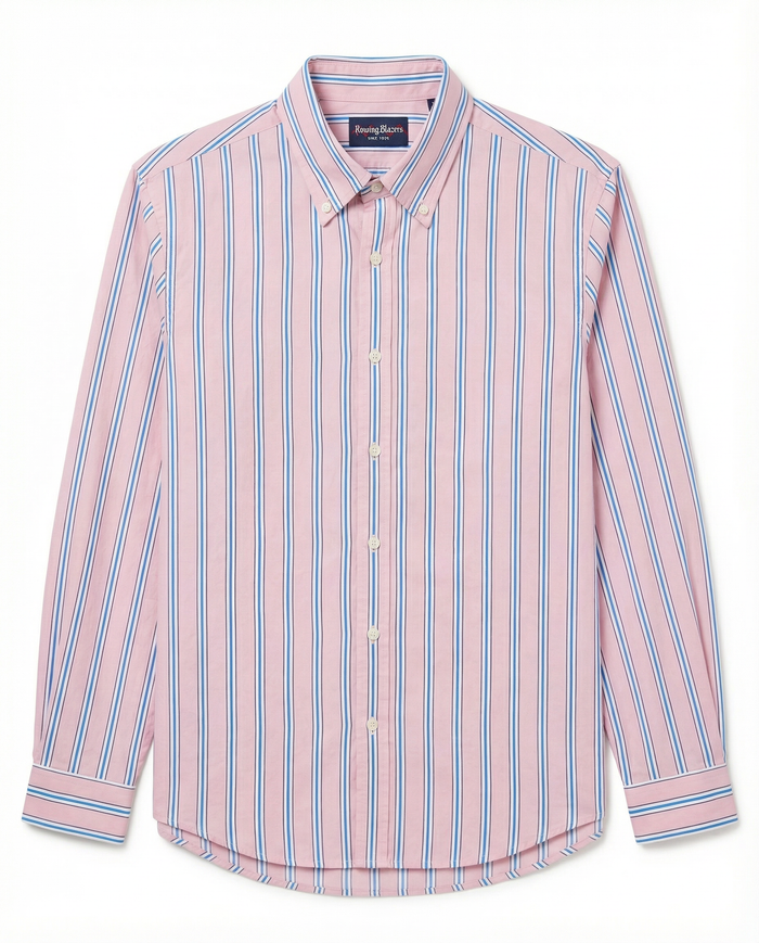 Men's Cotton Running Stripe Shirt Pink