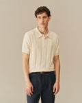Men's Cotton Silk Sweater Polo Cream