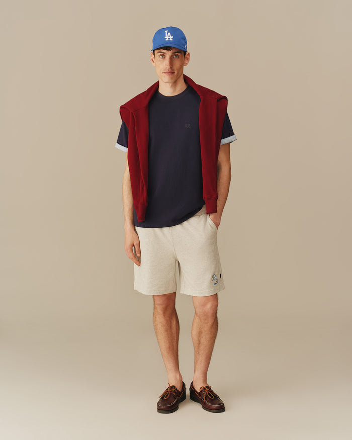 Men's Cotton T-Shirt With Woven Cuff Navy Navy / XS