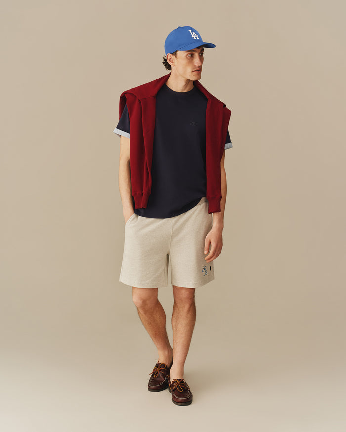 Men's Cotton T-Shirt With Woven Cuff Navy Navy / XS
