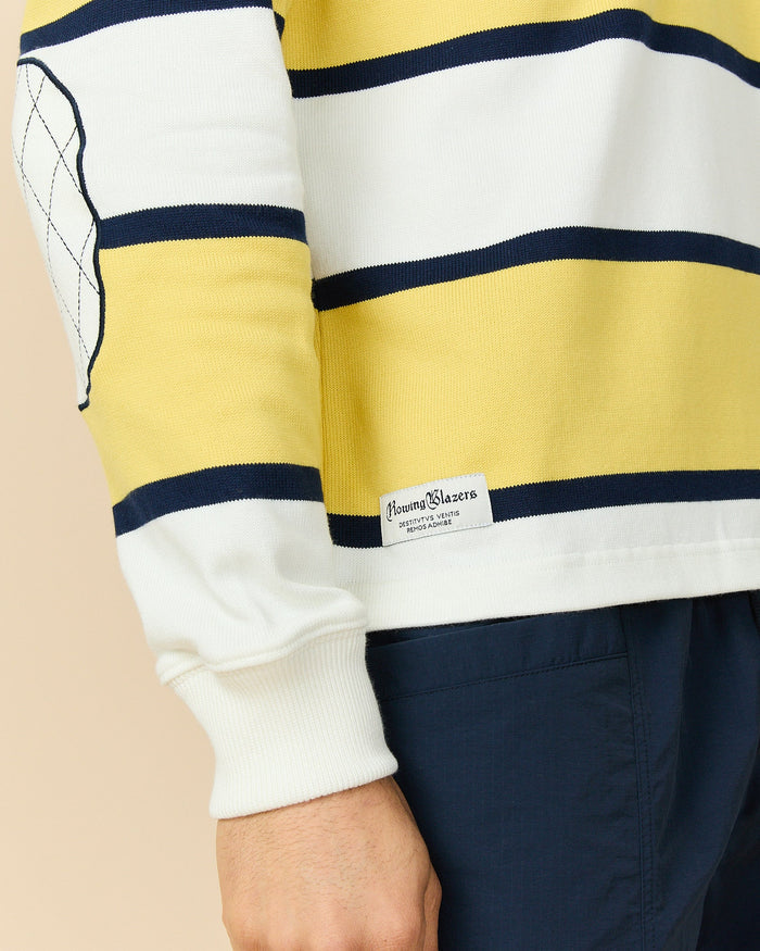 Men's Cotton Tide Stripe Elbow Patch Rugby Yellow Stripe