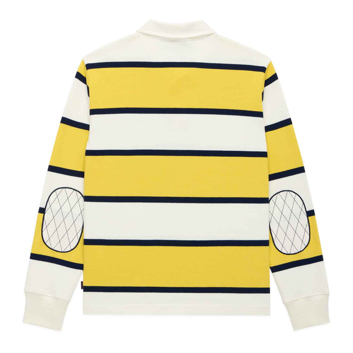 Men's Cotton Tide Stripe Elbow Patch Rugby Yellow Stripe