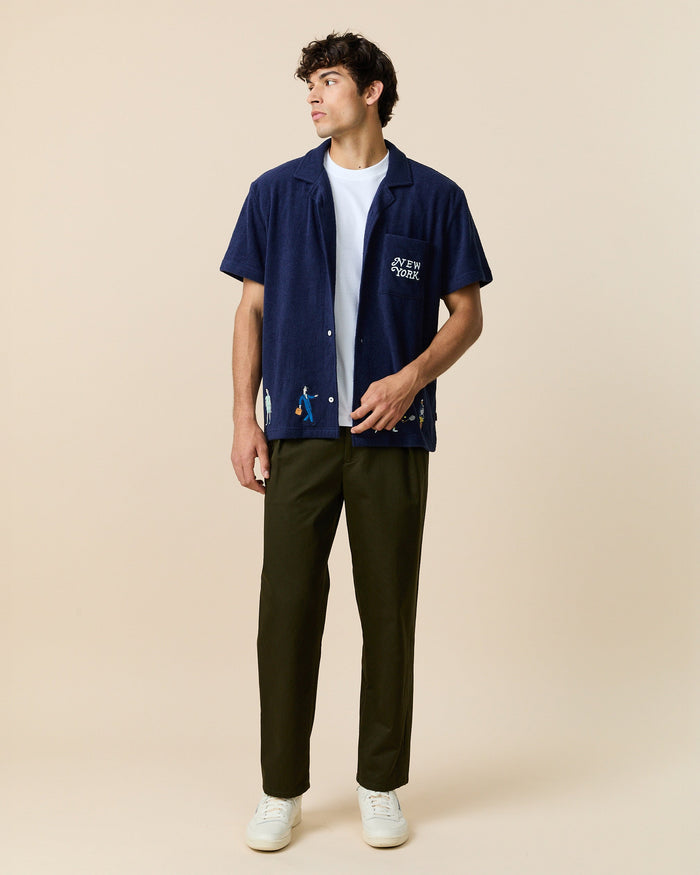 Men's Cotton Twill Pleated Relaxed Pant Dark Olive