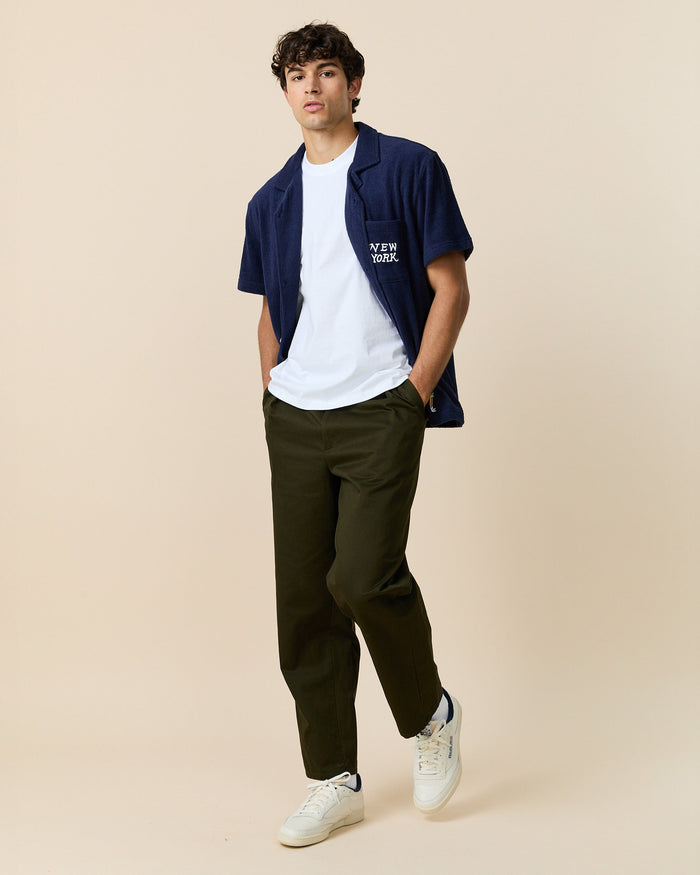 Men's Cotton Twill Pleated Relaxed Pant Dark Olive