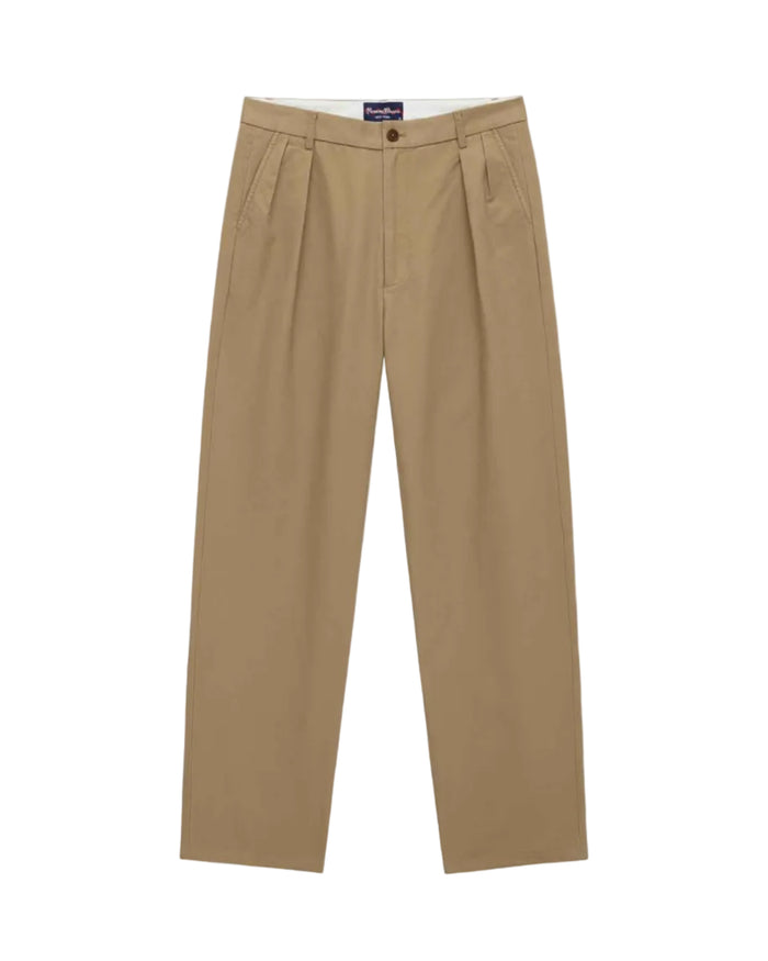 Men's Cotton Twill Pleated Relaxed Pant Khaki