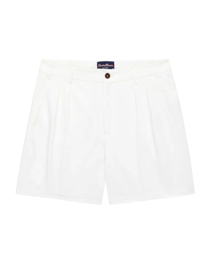 Men's Cotton Twill Pleated Short Off White