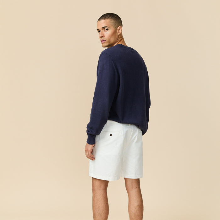 Men's Cotton Twill Pleated Short Off White