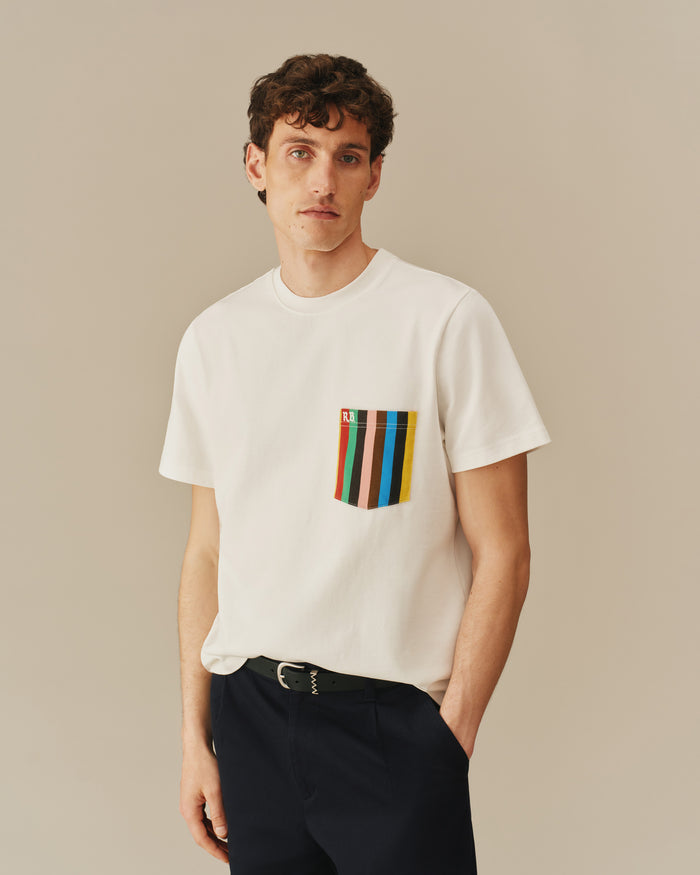 Men’s Croquet Stripe Pocket Tee White