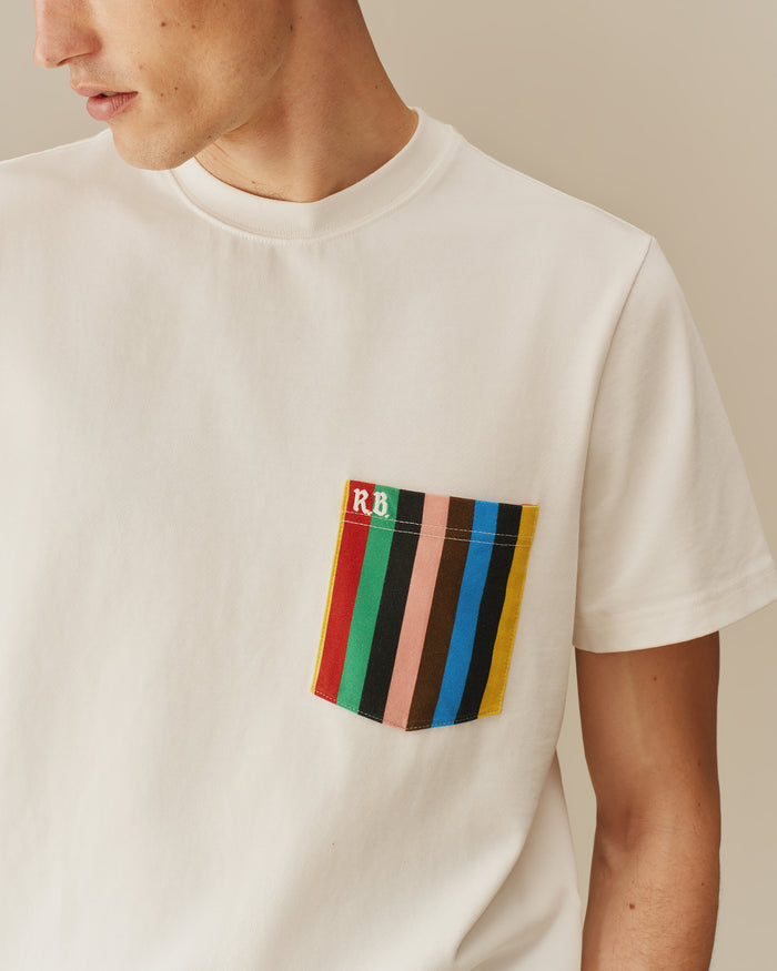 Men’s Croquet Stripe Pocket Tee White