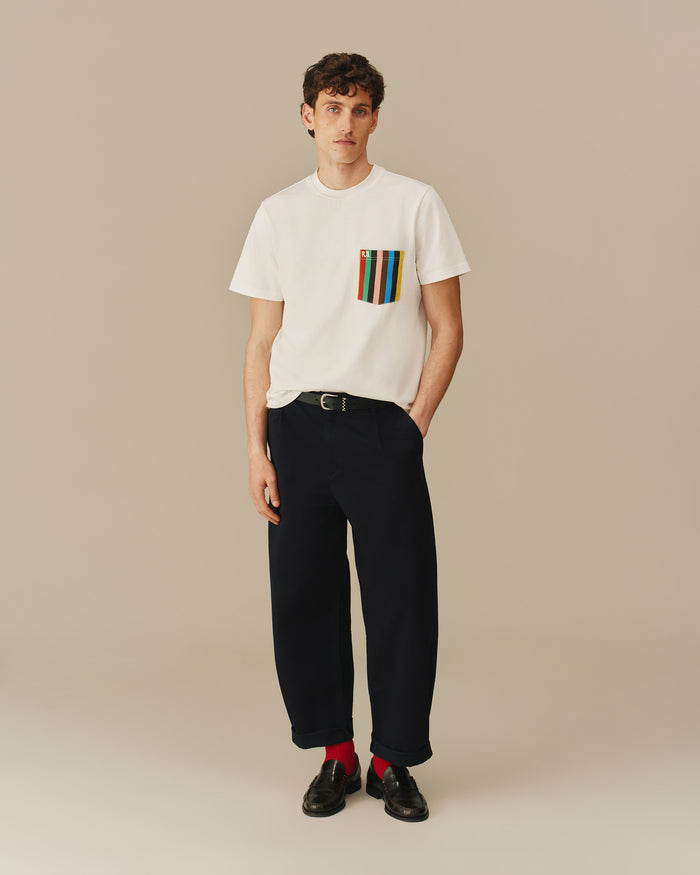 Men’s Croquet Stripe Pocket Tee White