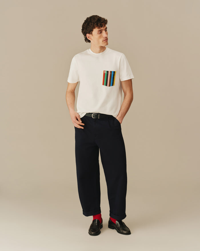 Men’s Croquet Stripe Pocket Tee White