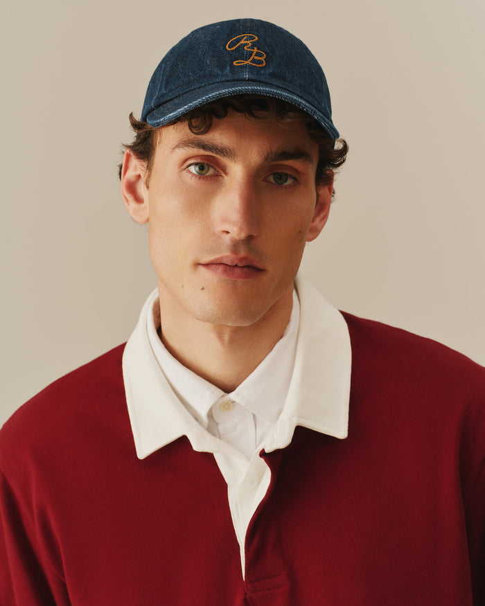 Men's Denim Chainstitch Embroidery Baseball Cap Navy