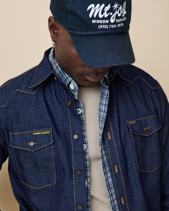 Men's Denim Western Shirt Rinse Wash