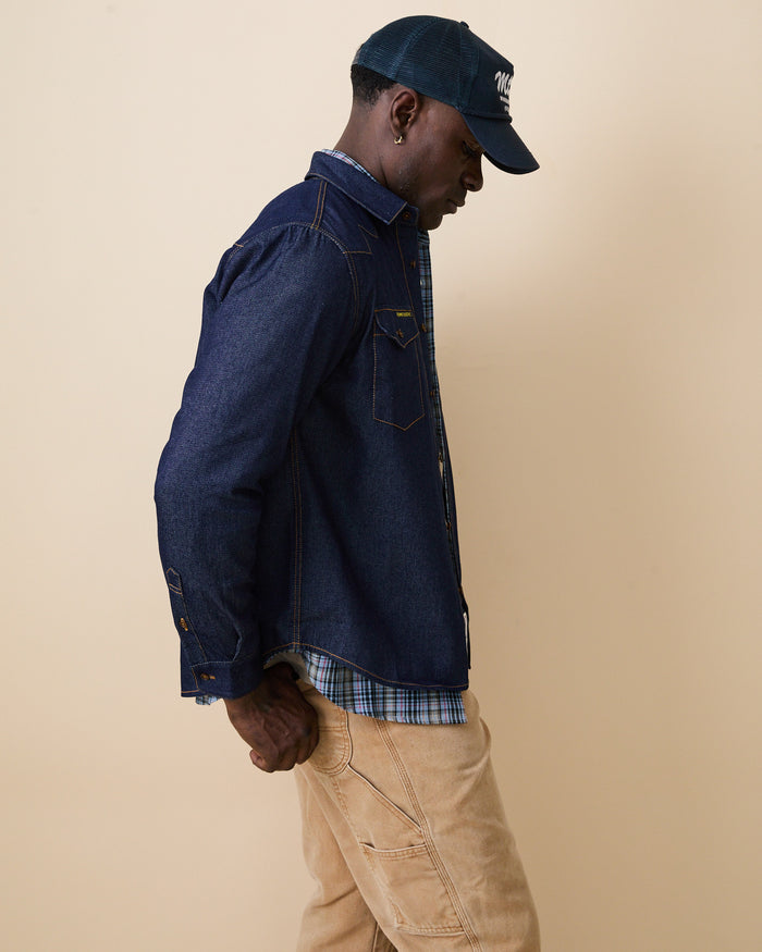 Men's Denim Western Shirt Rinse Wash