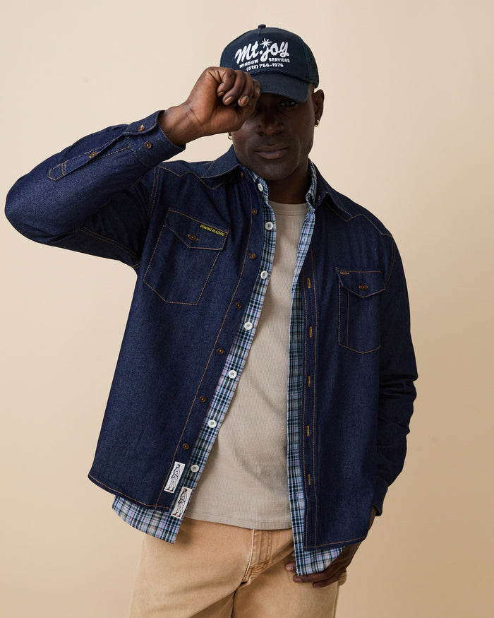 Men's Denim Western Shirt Rinse Wash