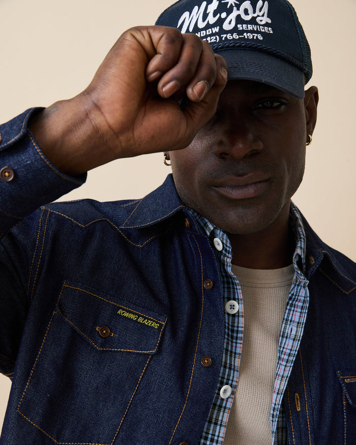Men's Denim Western Shirt Rinse Wash