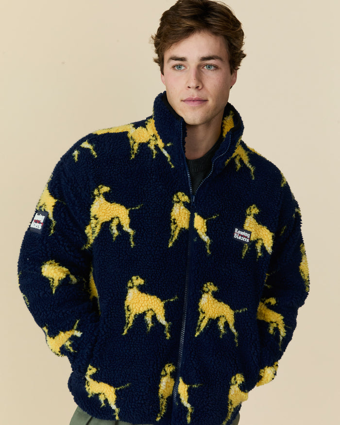 Men's Golden Retriever Sherpa Zip Jacket Navy