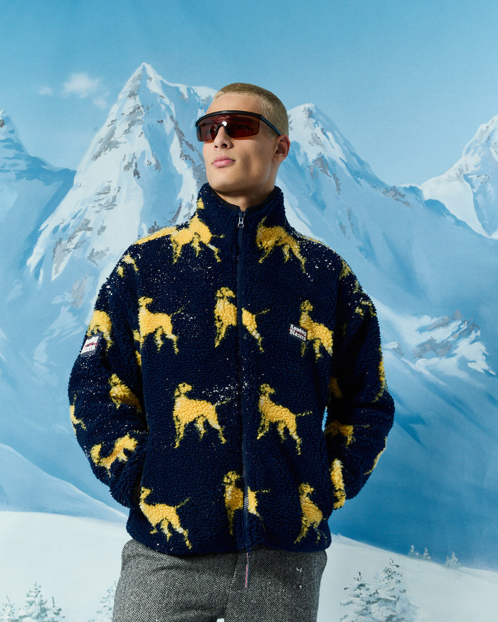 Men's Golden Retriever Sherpa Zip Jacket Navy