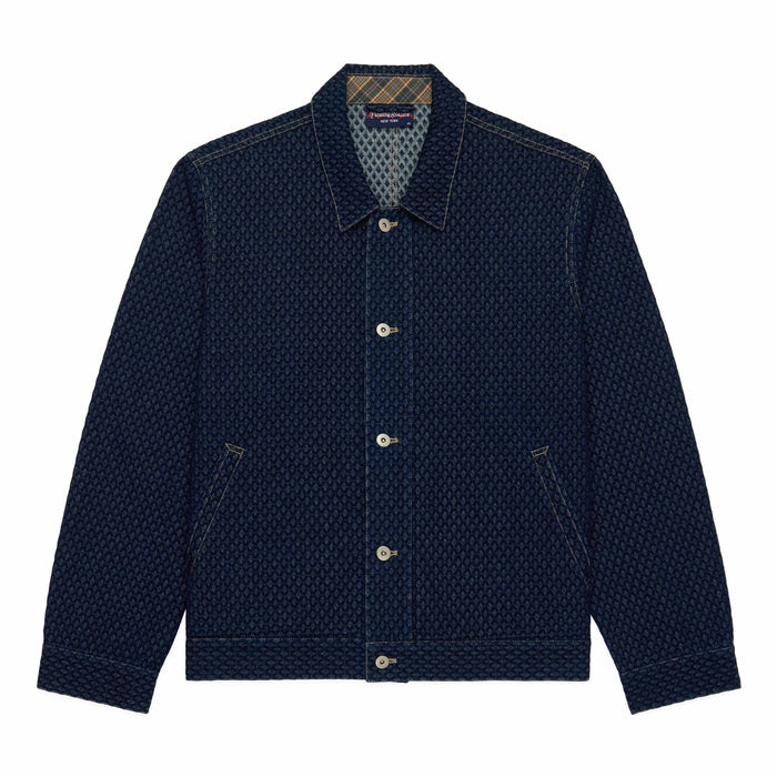 Men's Indigo Jacquard Denim Jacket Navy