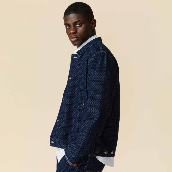 Men's Indigo Jacquard Denim Jacket Navy