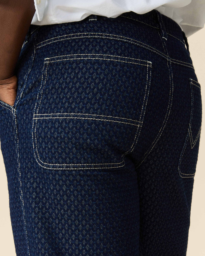 Men's Indigo Jacquard Denim Pant Navy
