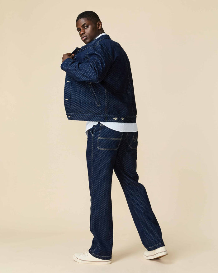 Men's Indigo Jacquard Denim Pant Navy