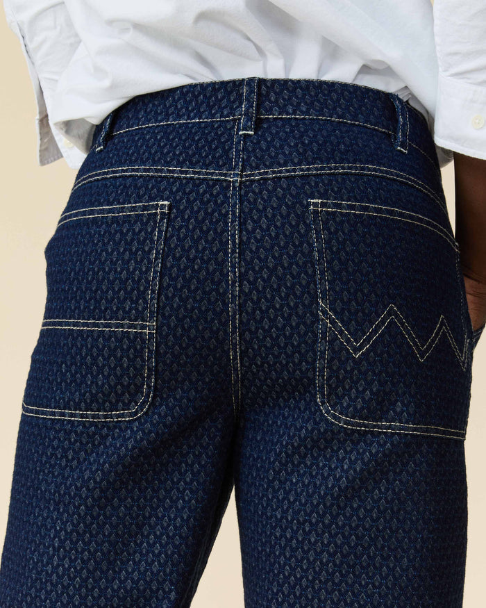 Men's Indigo Jacquard Denim Pant Navy