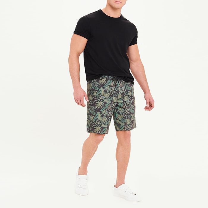 Men's Leaf Print Drawstring Shorts