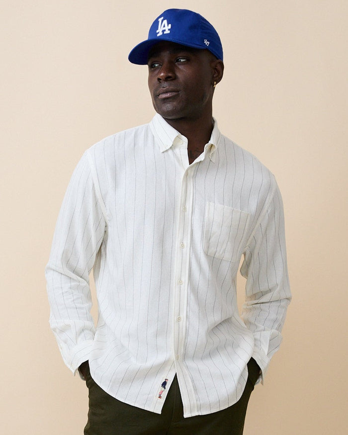 Men's Linen Oversized Shirt Cream Stripe