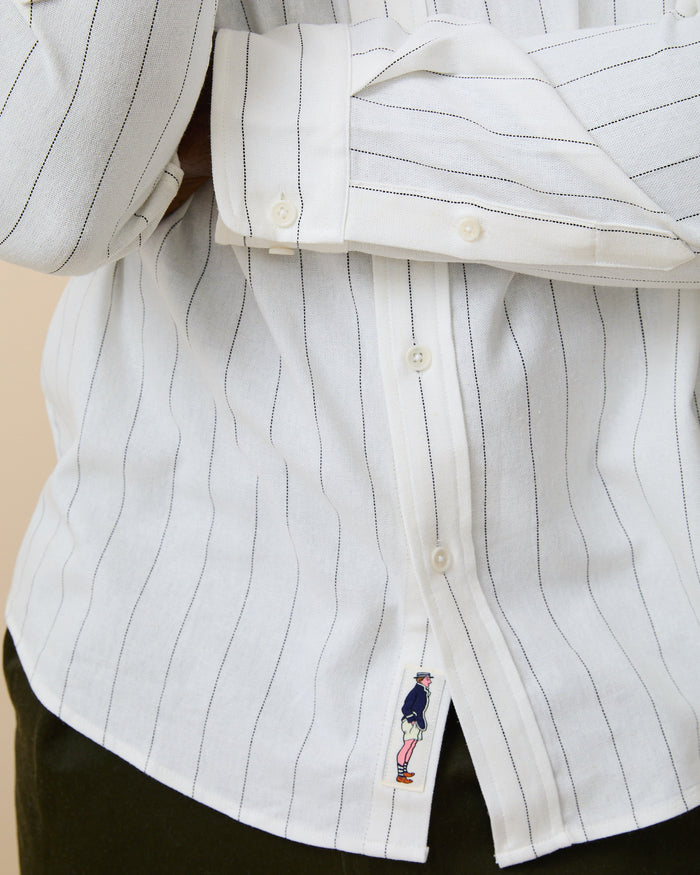 Men's Linen Oversized Shirt Cream Stripe