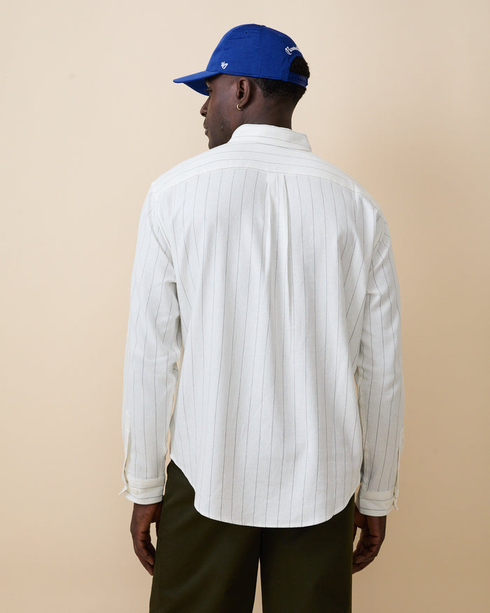 Men's Linen Oversized Shirt Cream Stripe