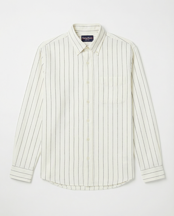 Men's Linen Oversized Shirt Cream Stripe