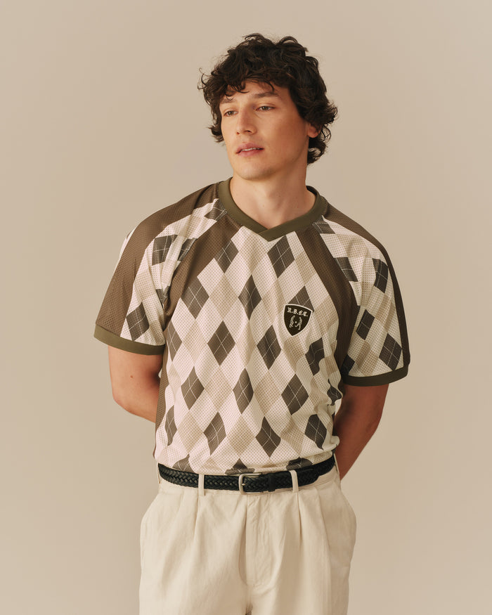 Men's Mesh Argyle Soccer Jersey Olive