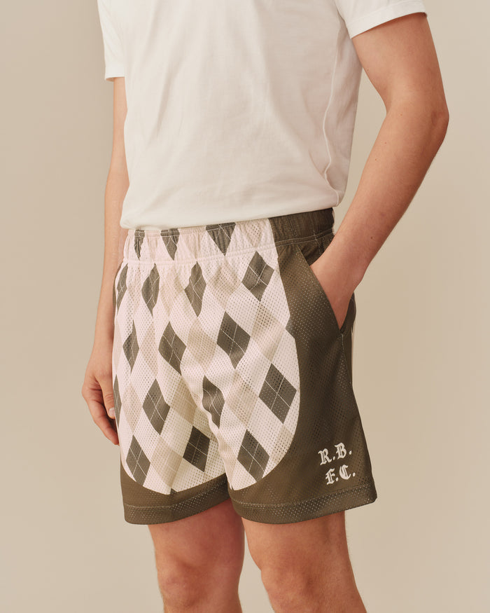 Men's Mesh Argyle Soccer Short Olive