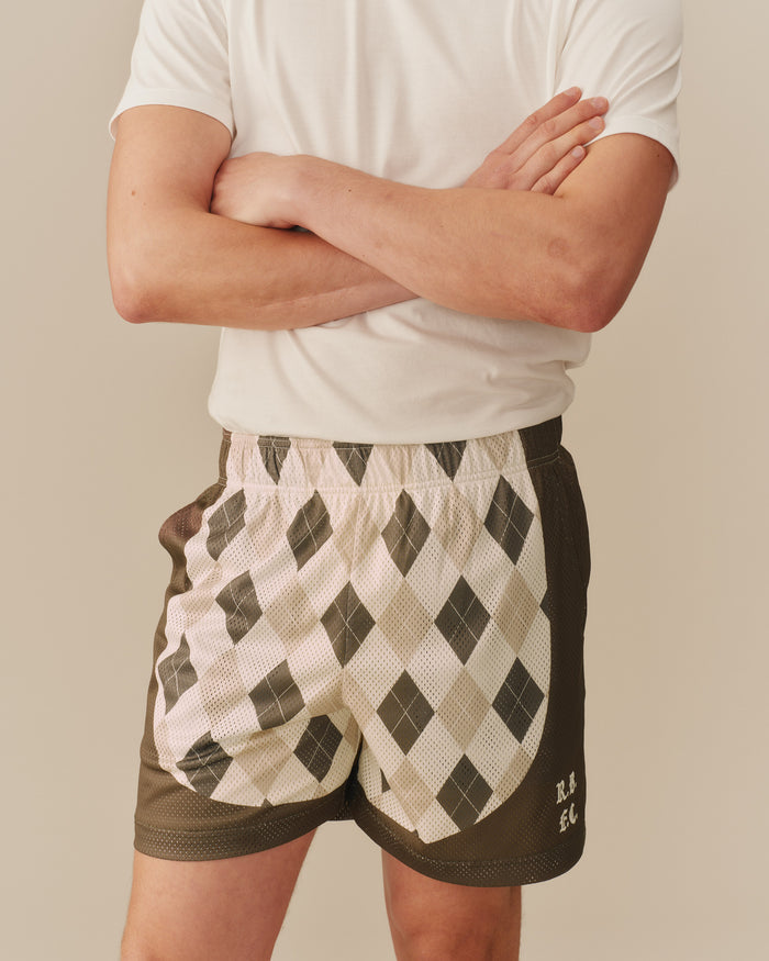 Men's Mesh Argyle Soccer Short Olive