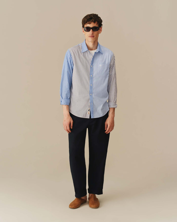 Men's Mixed Stripe Button Down Blue