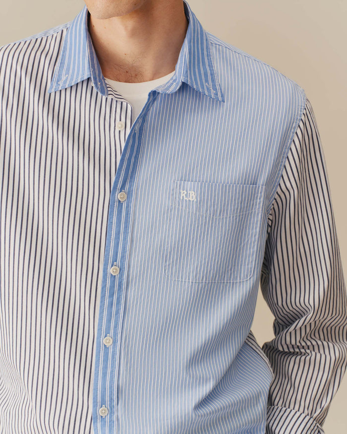 Men's Mixed Stripe Button Down Blue