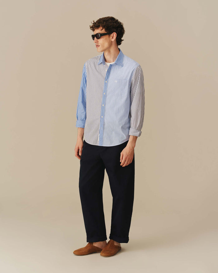 Men's Mixed Stripe Button Down Blue