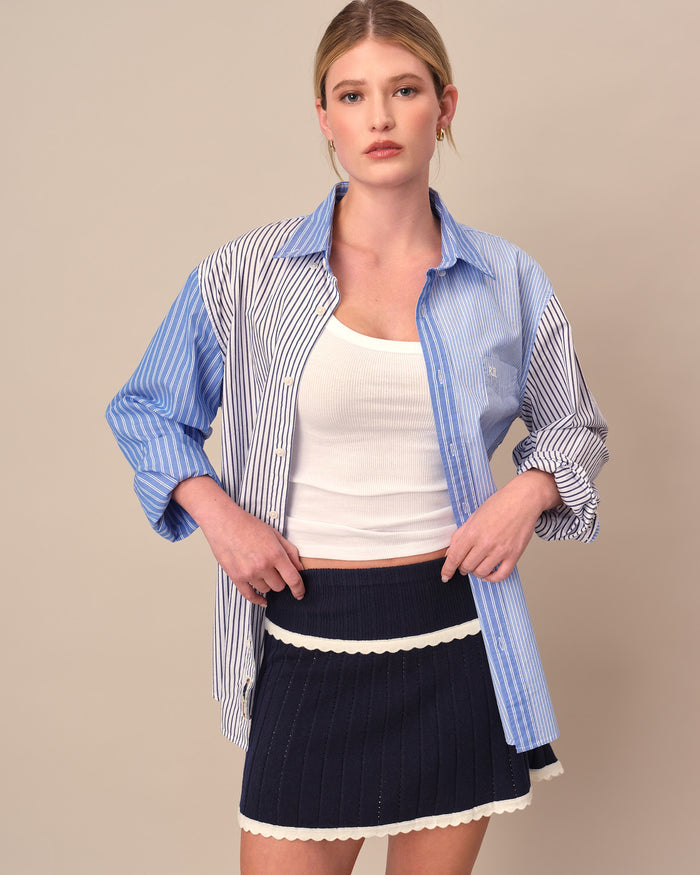 Men's Mixed Stripe Button Down Blue