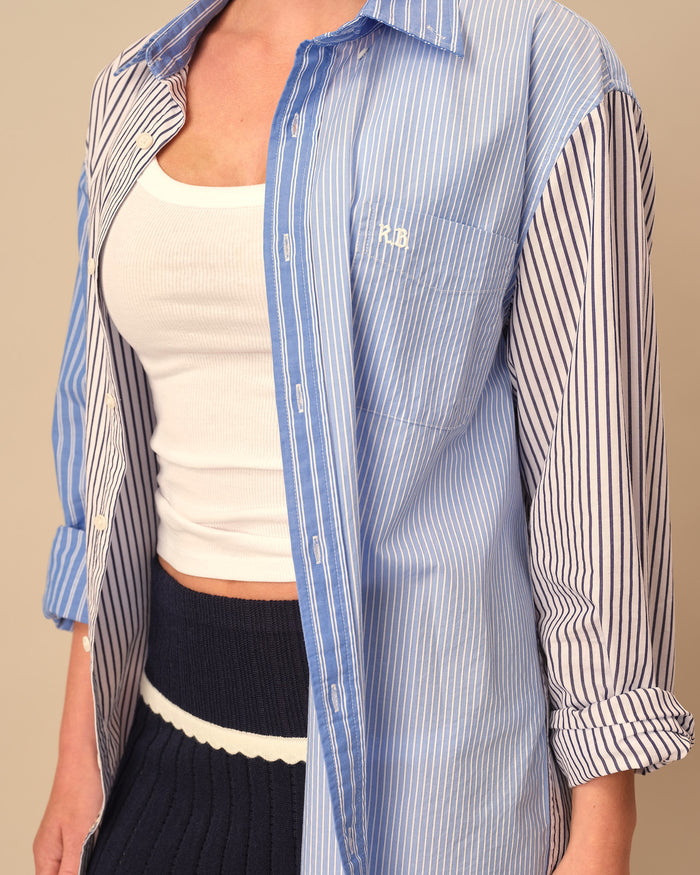 Men's Mixed Stripe Button Down Blue