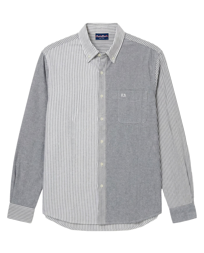 Men's Mixed Stripe Oxford Button Down Black