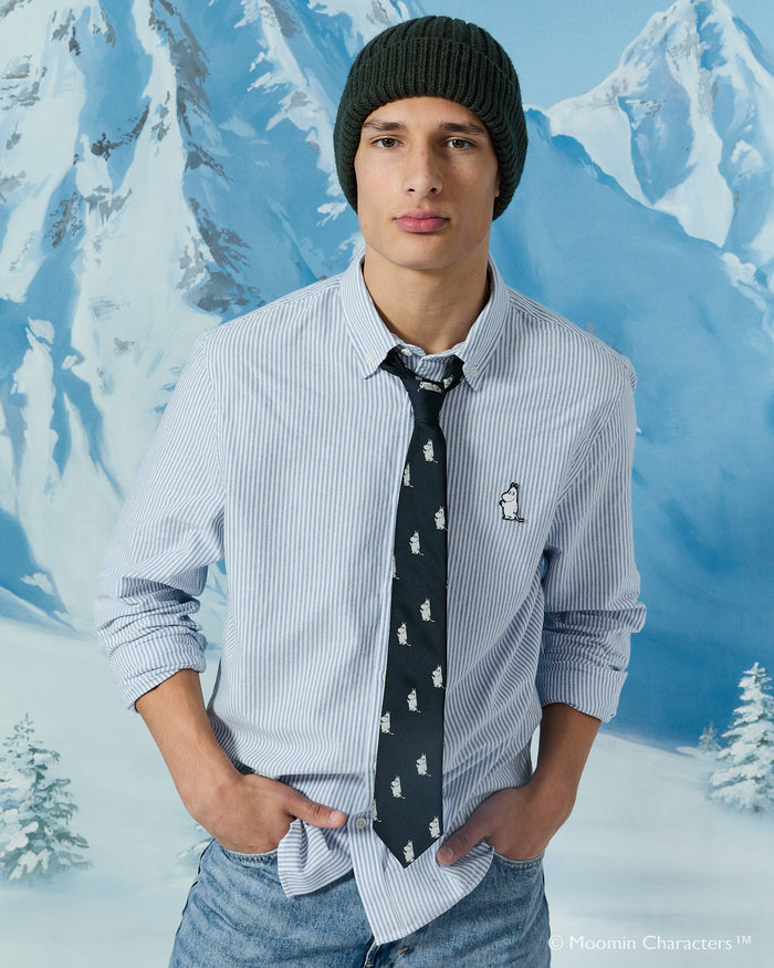 Men’s Moomin Banker Stripe Oxford Shirt Bright Blue Stripe