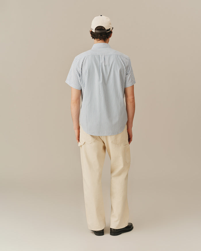Men's Pastel Ribbon Shirt Blue And White Stripe
