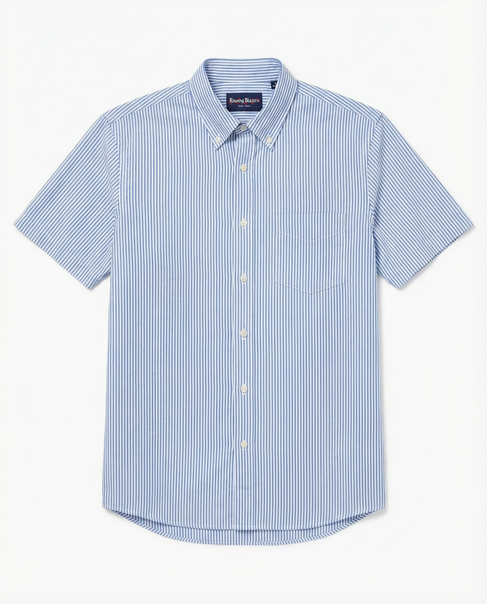 Men's Pastel Ribbon Shirt Blue And White Stripe