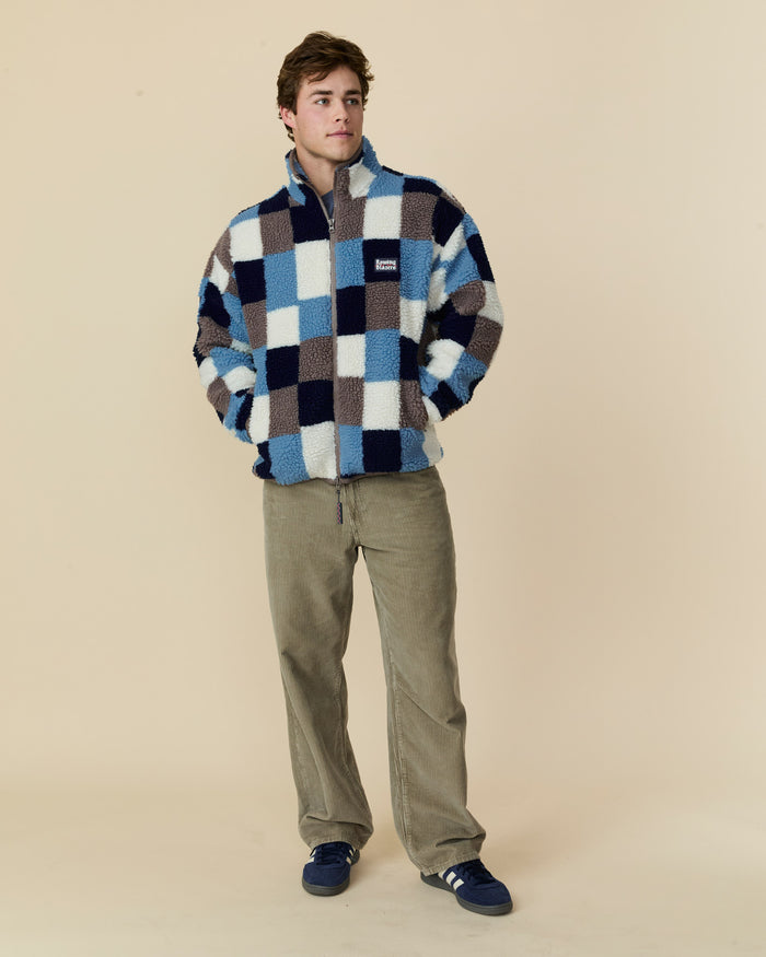 Men's Patchwork Sherpa Jacket Blue Multi