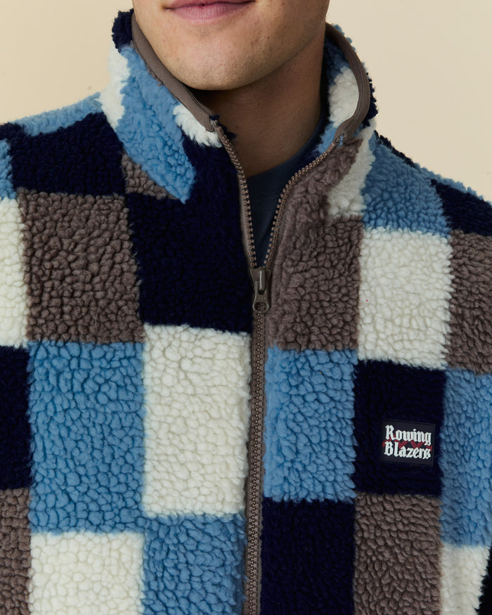 Men's Patchwork Sherpa Jacket Blue Multi