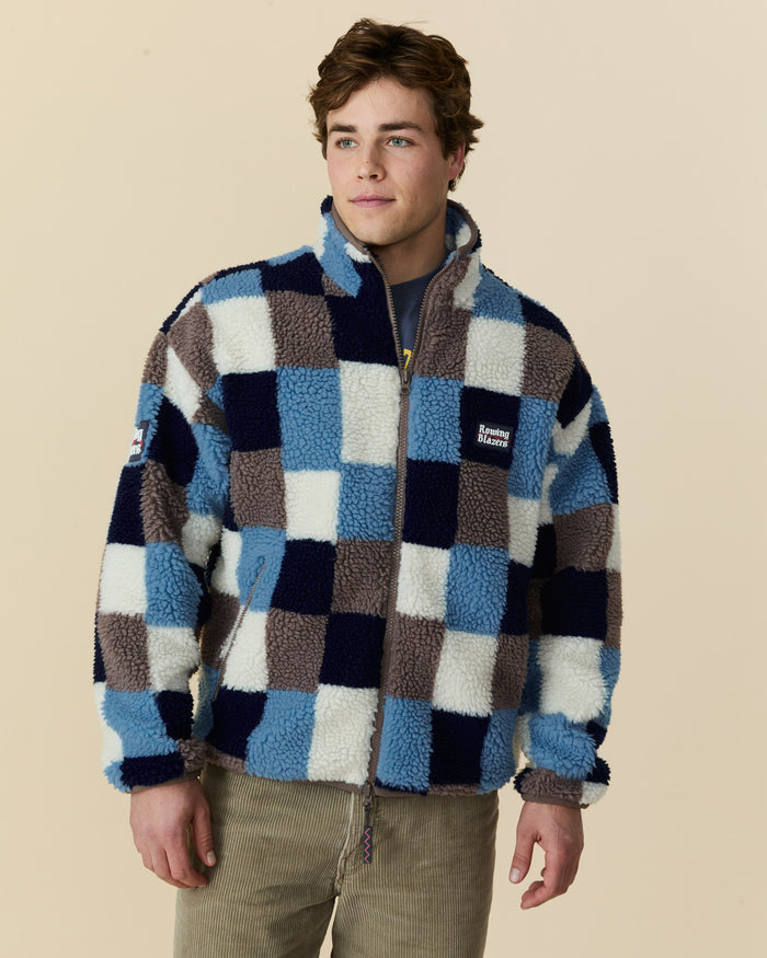 Men's Patchwork Sherpa Jacket Blue Multi