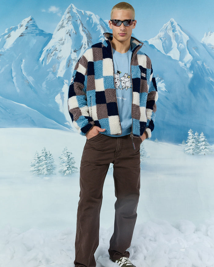 Men's Patchwork Sherpa Jacket Blue Multi