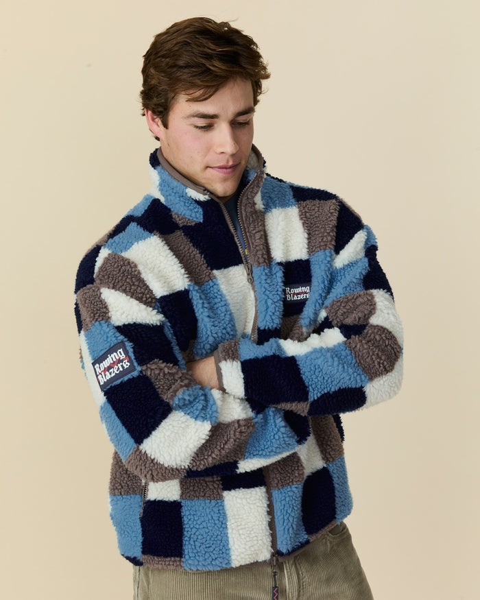 Men's Patchwork Sherpa Jacket Blue Multi